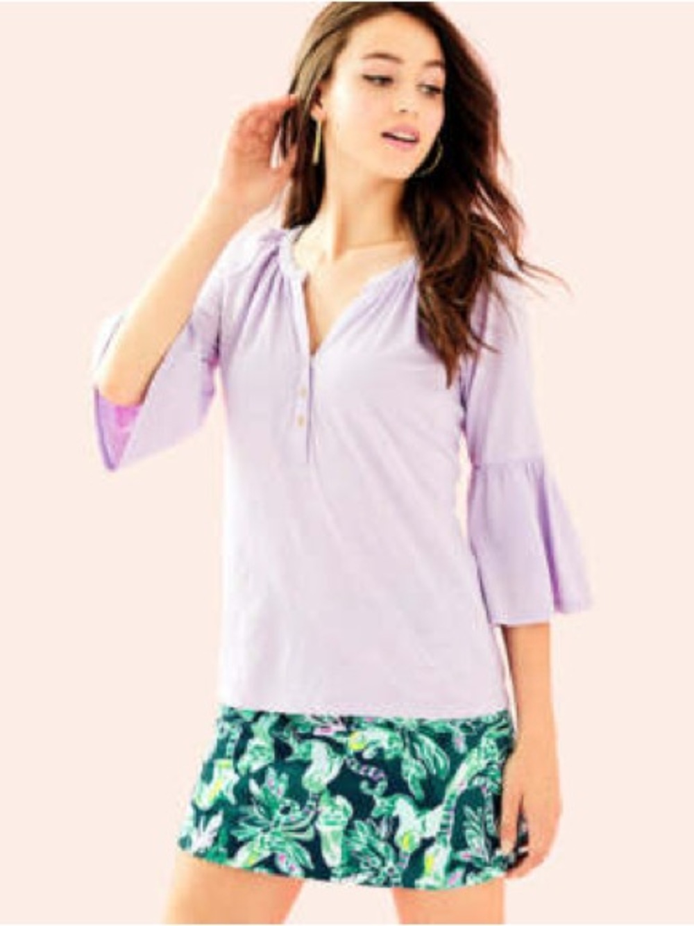 Lilly Pulitzer Teigen Flounced Sleeve Purple Top, Size XL